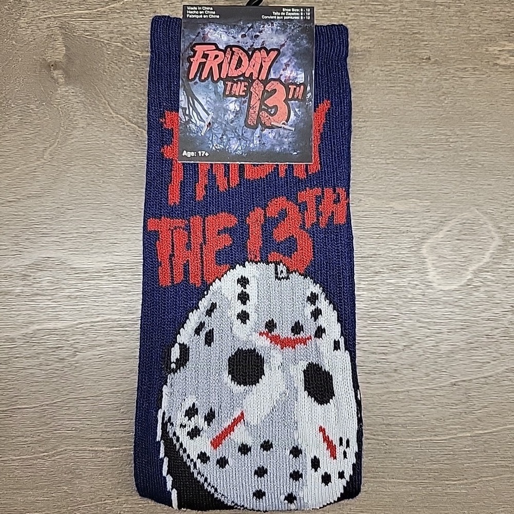 Blue Friday The 13th Crew Socks Jason Voorhees Hockey Mask Horror Slasher Movie